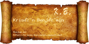 Krisán Benjámin névjegykártya